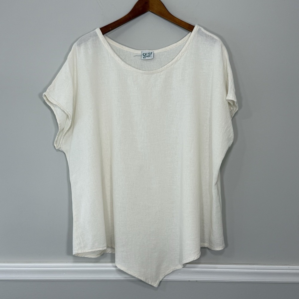 Oh My Gauze Cotton Gauze Top Pointed‎ Hem Lagenlook Minimalist Sz 3 XXL Coastal